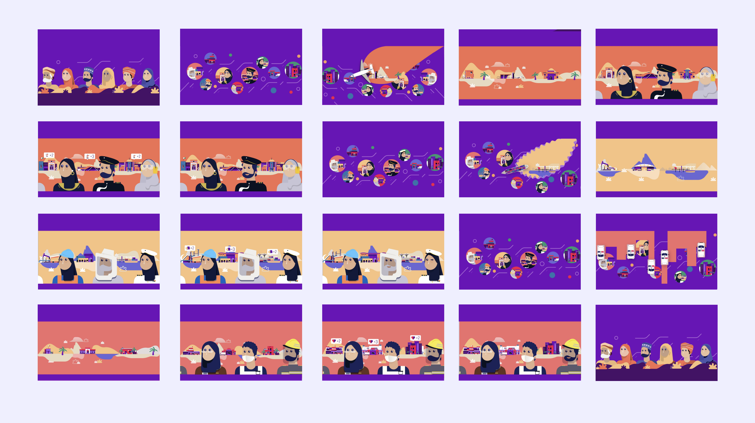 Pufferfish storyboard board with scene-strip compositions