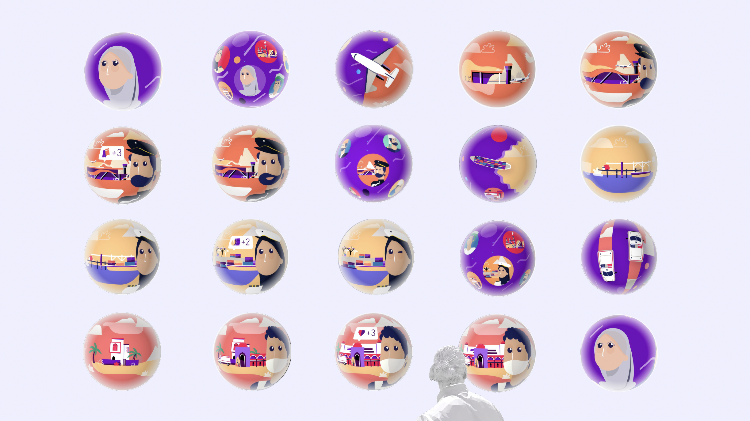 Pufferfish styleframe board with spherical composition variants