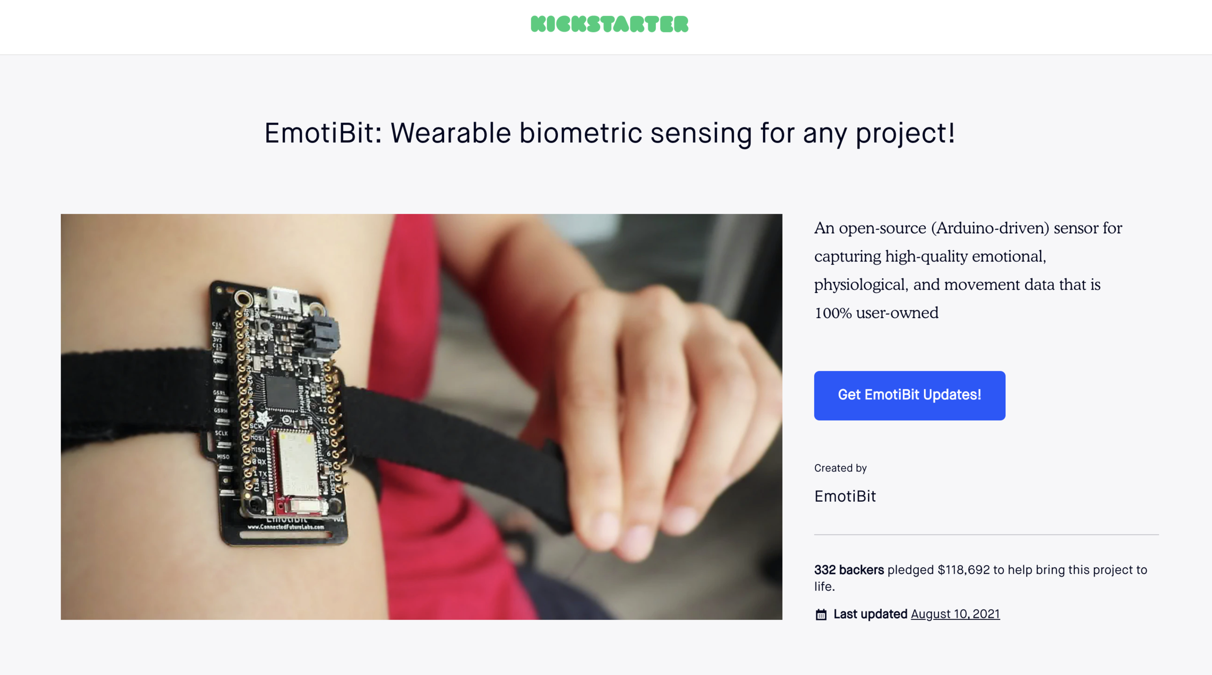 EmotiBit published product page hero
