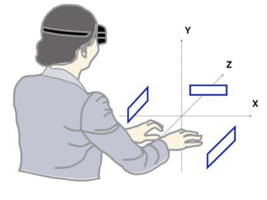Ergonomic context option UI in world-locked mode