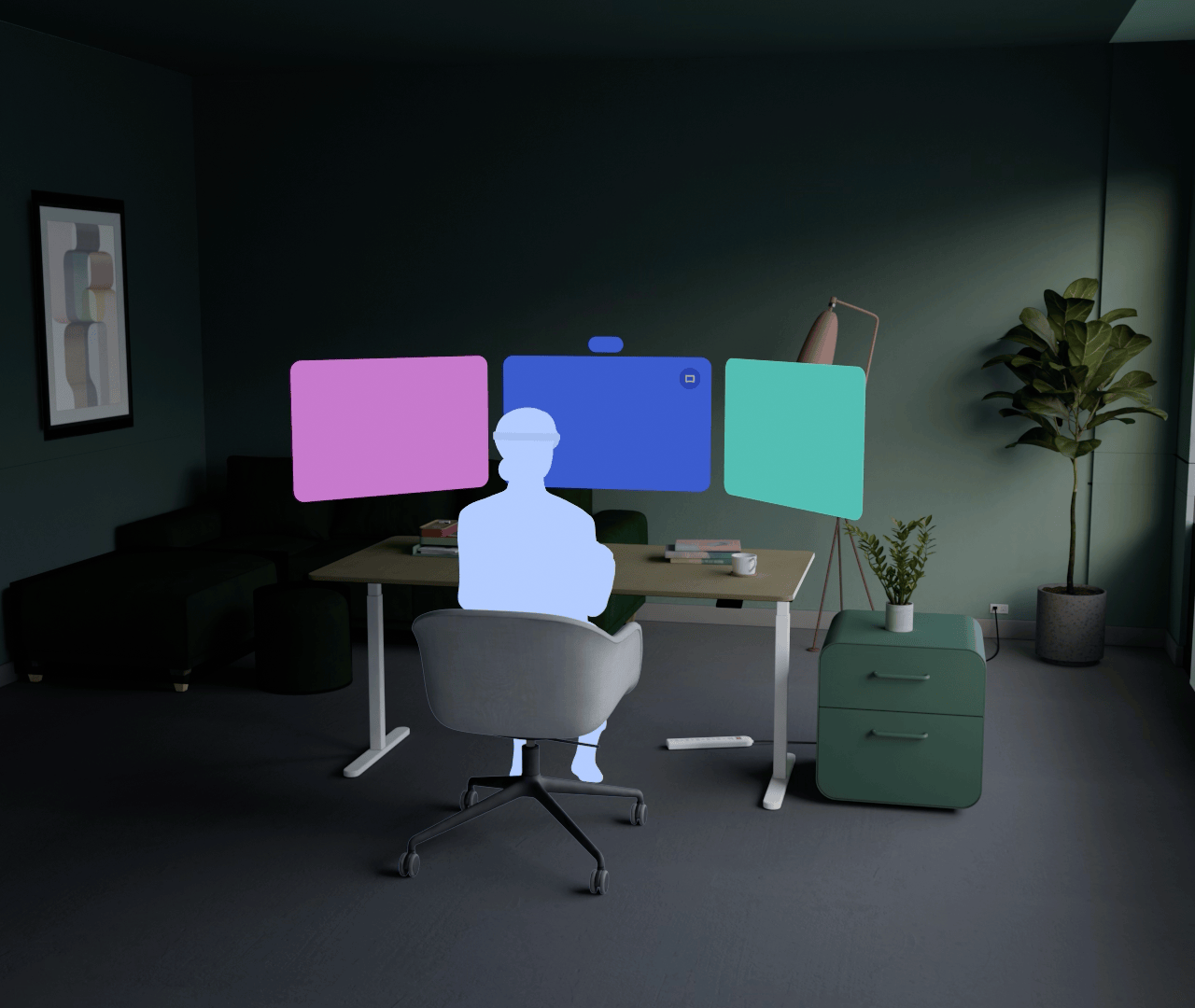 Galaxy XR headset visualized within a cloud-scale immersive interface