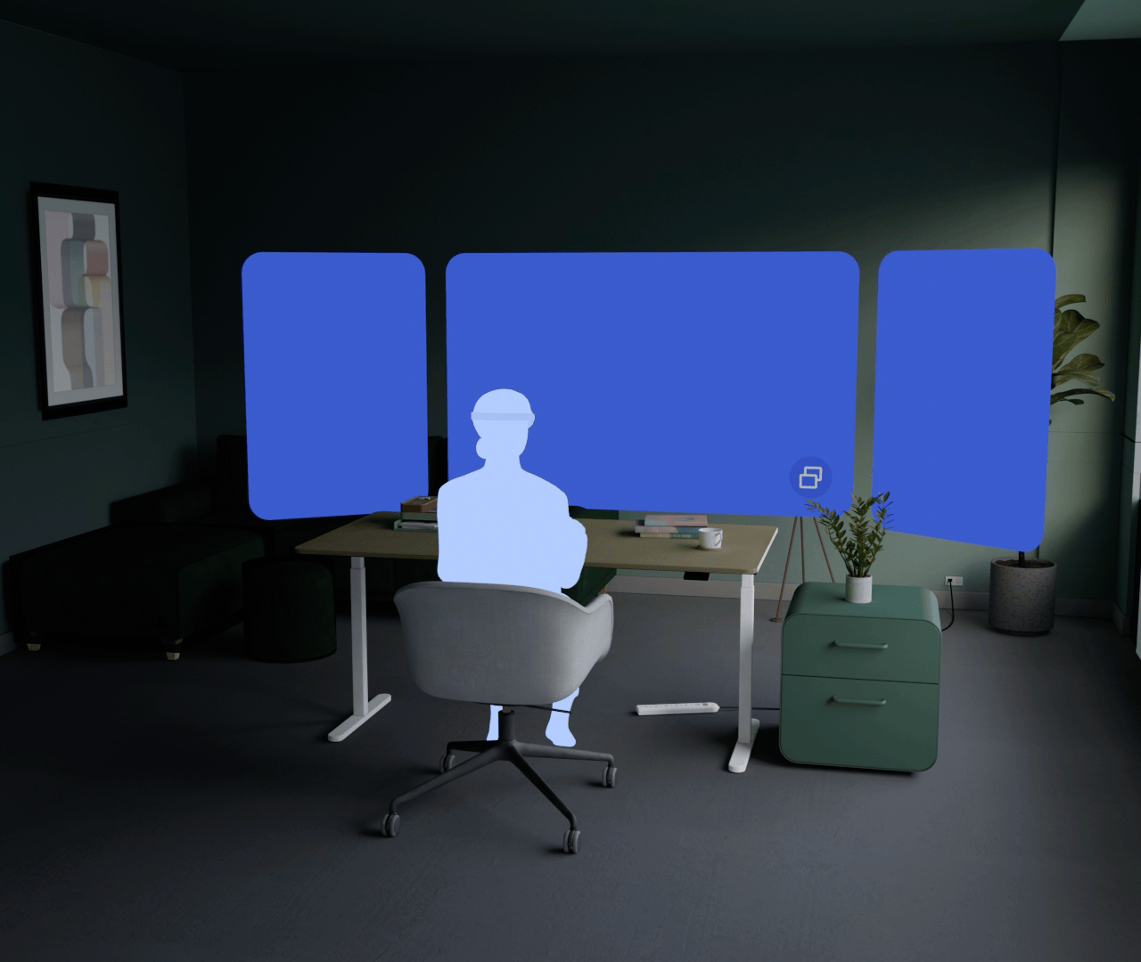 Return to home Space Mode — panel in a home environment